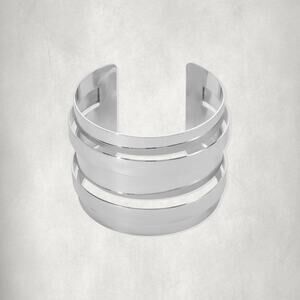 Silver-Tone Multi-Band Wide Cuff Bracelet